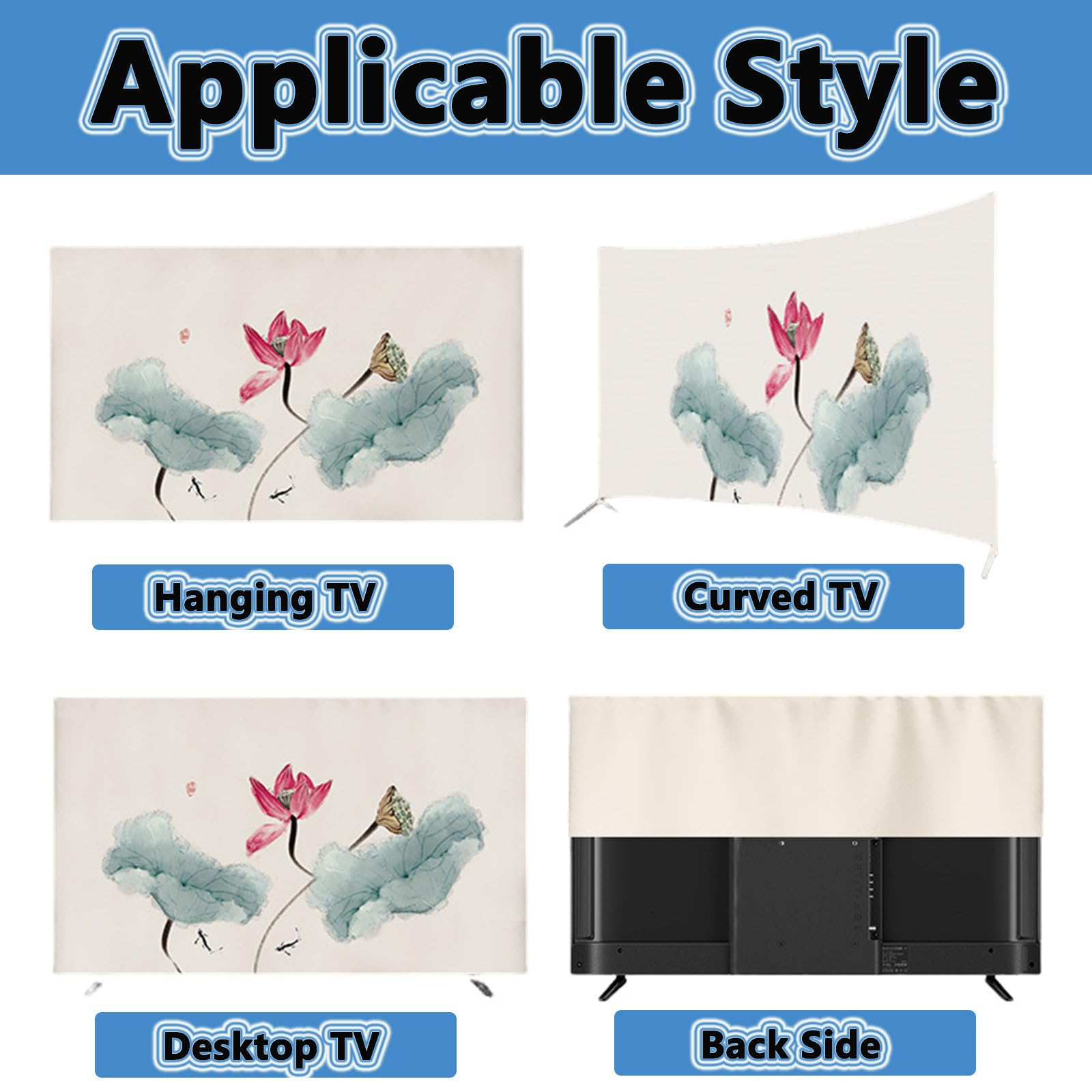 FANSU 3D Scenario Copertura Antipolvere per TV Universale 32-80 Pollici Nordico 40-43 Pollici