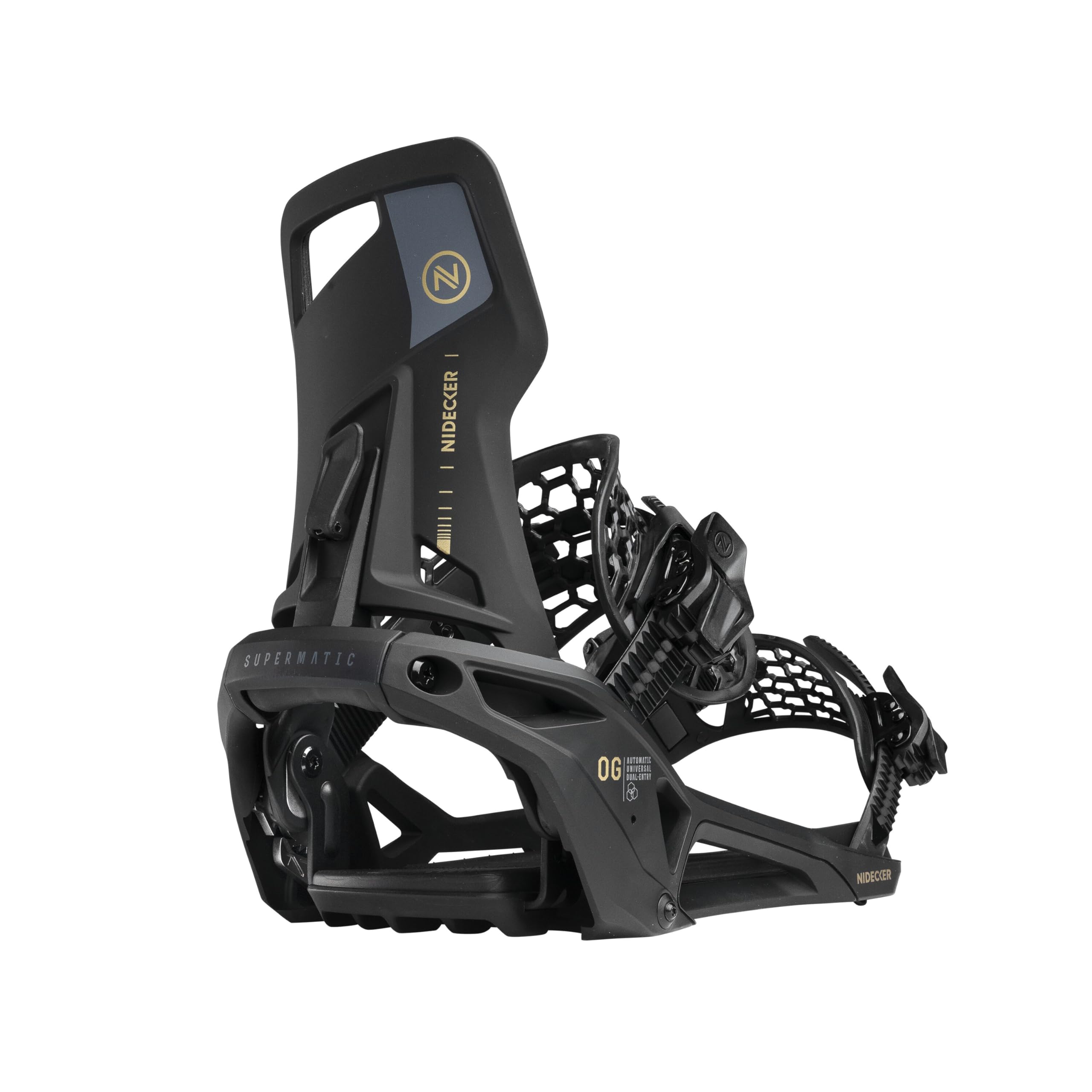 Nidecker Supermatic Snowboard First Universal, Dual-Entry, Automatic Binding - Comfortable and Reliable as a Regular Two-Strap Binding - Genuine Game