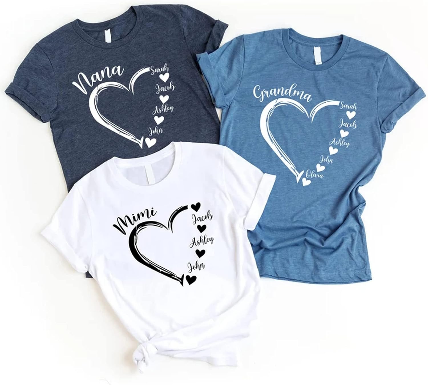 NAZENTI Personalized Mom, Grandma Heart Shirt, Grandkids Name Shirt for Mothers Day - Image 3