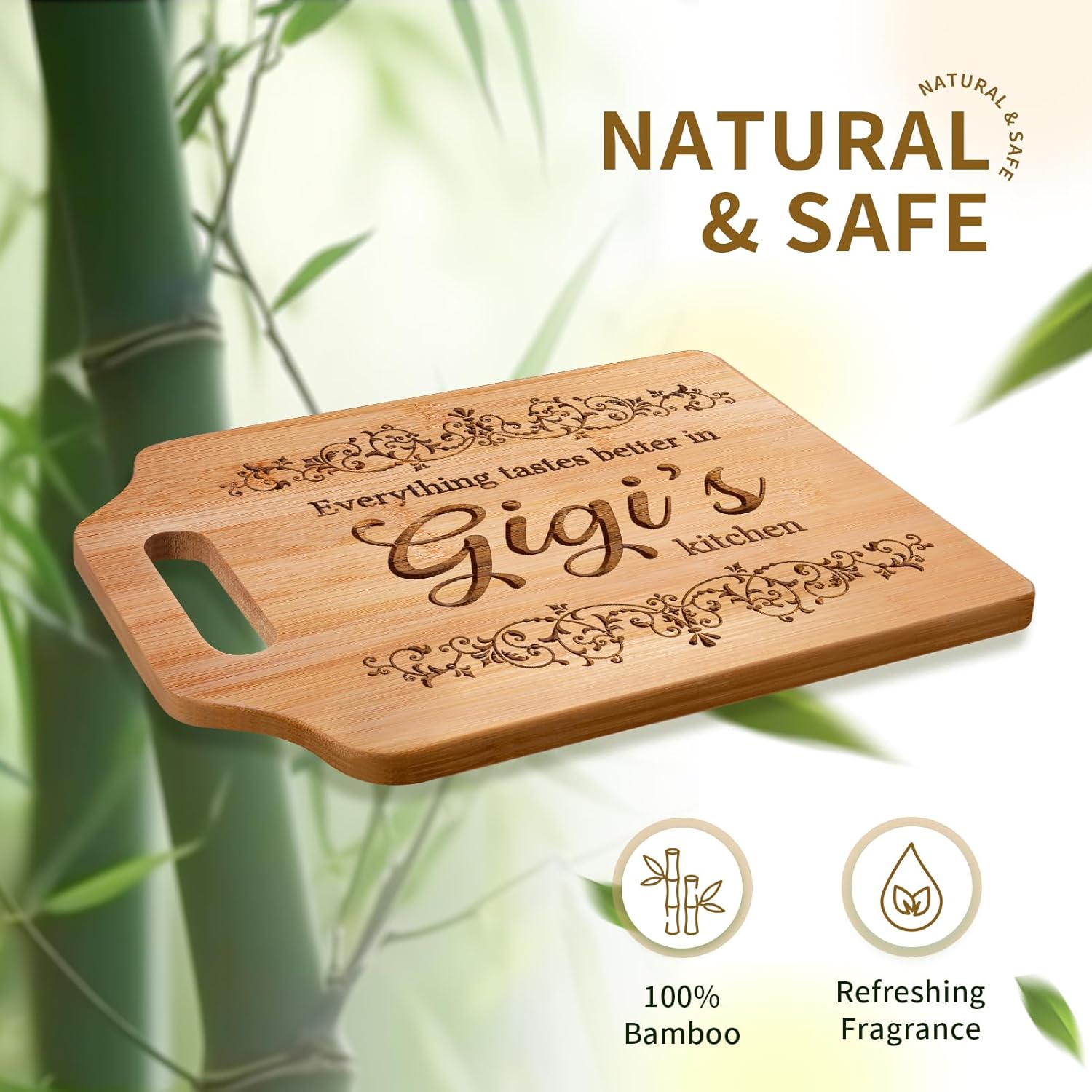 AceThrills Gigi Gifts for Grandma, Gifts for Gigi Birthday, Christmas, Mothers Day - Engraved Bamboo Cutting Board 12.3"L × 8.7“W × 0.4"Th - Image 3