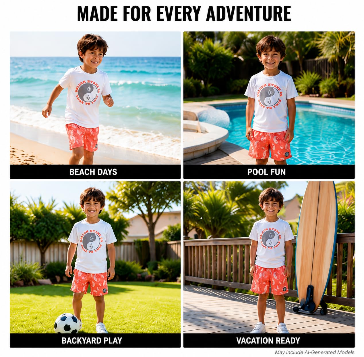 Volcom Ensemble de bain 2 pièces pour bébé garçon – Maillot de bain à manches courtes avec t-shirt graphique et short de bain – Maillot de bain pour petit garçon