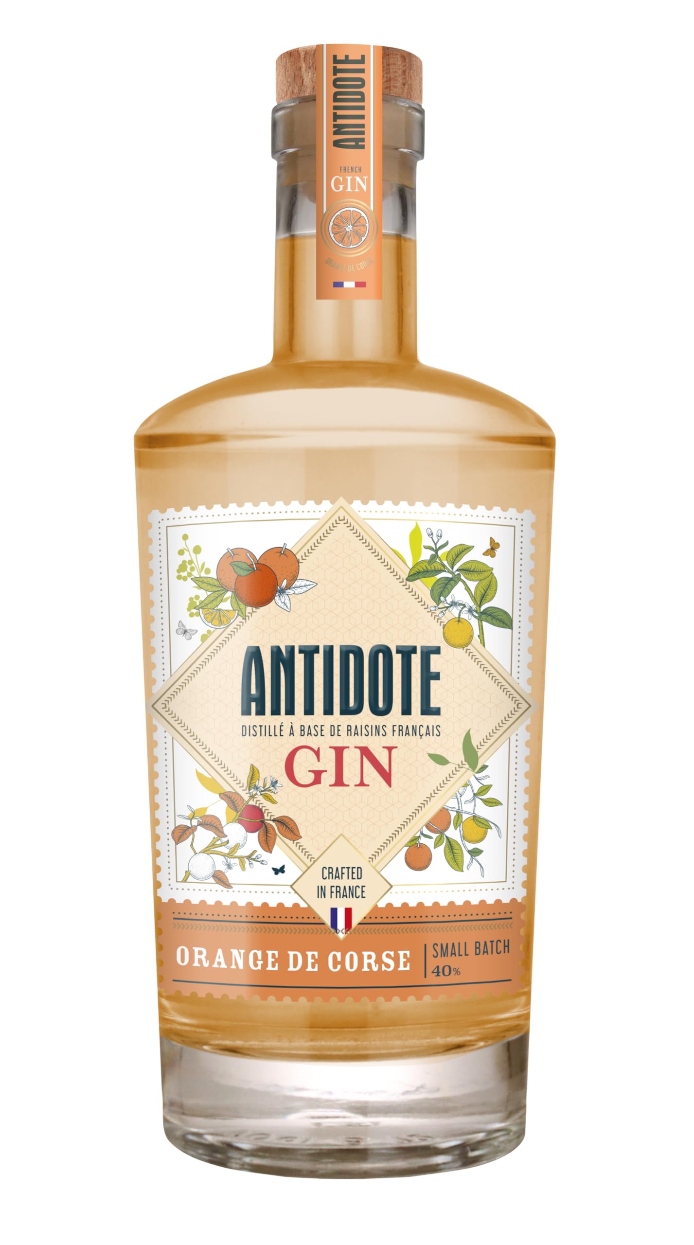 Antidote Gin Orange aus Korsika- aus französischen Trauben - 17 aromatische Pflanzen, 5 Destillationen - 40% (1 x 0,70 L)