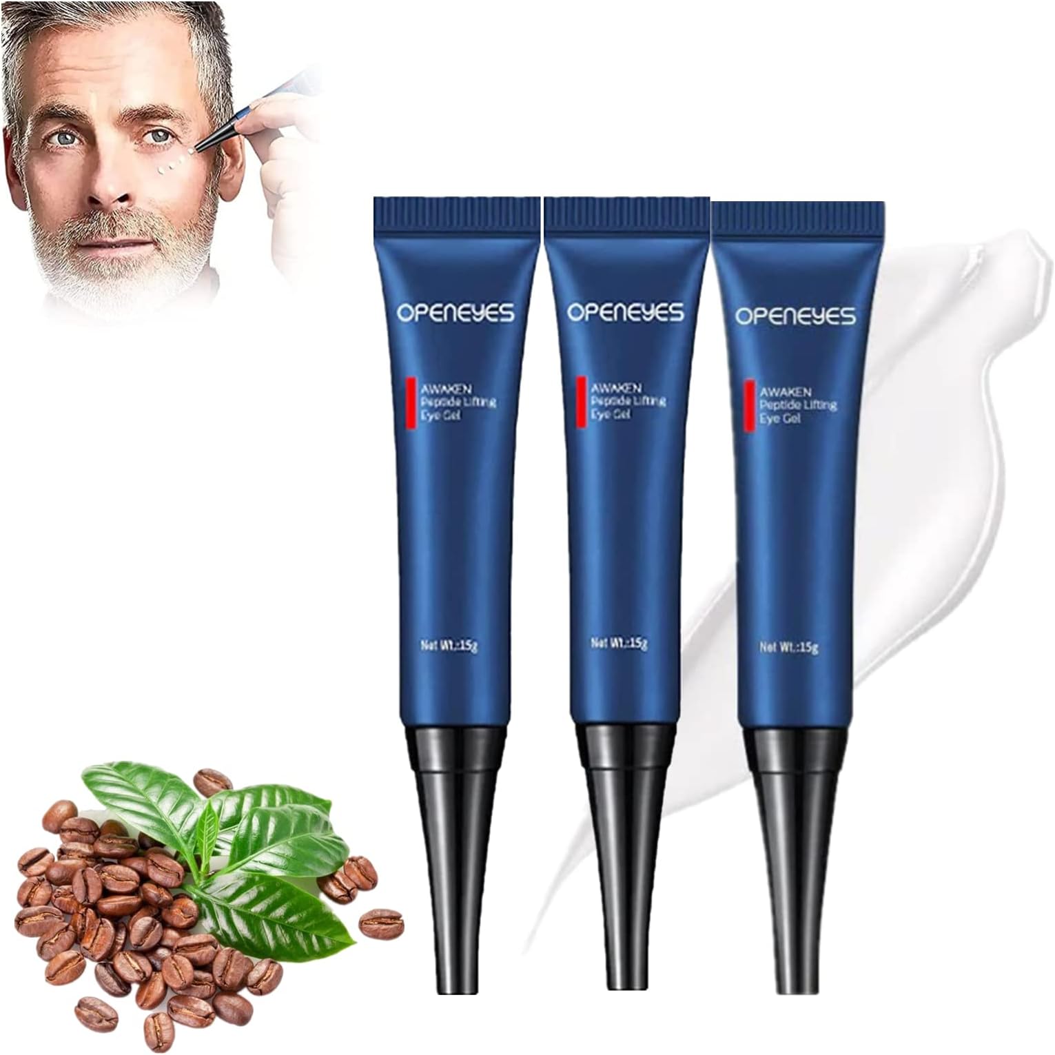 Openeyes Awaken Peptide Lifting Eye Gel - Derma Firm Peptide Firming Eye Gel, Nordizoe Openeyes Eye Cream, Natural Lift Firming Eye Serum for Men Women, Remove Eye Bags & Wrinkles, Dark Circles (3pc)