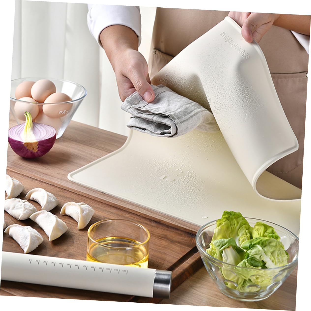 Tappetino da Pasticceria in Silicone Beige Antiscivolo