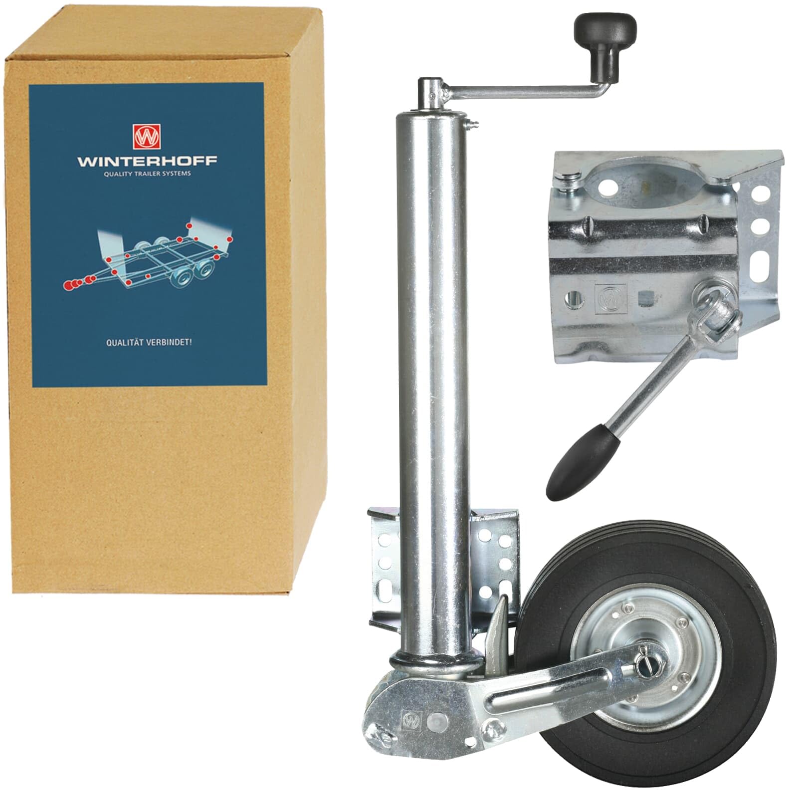 BandelOne enthält Winterhoff Automatik Stützrad 350 Kg Drucklager 60mm Rohr + Klemmschelle Halter