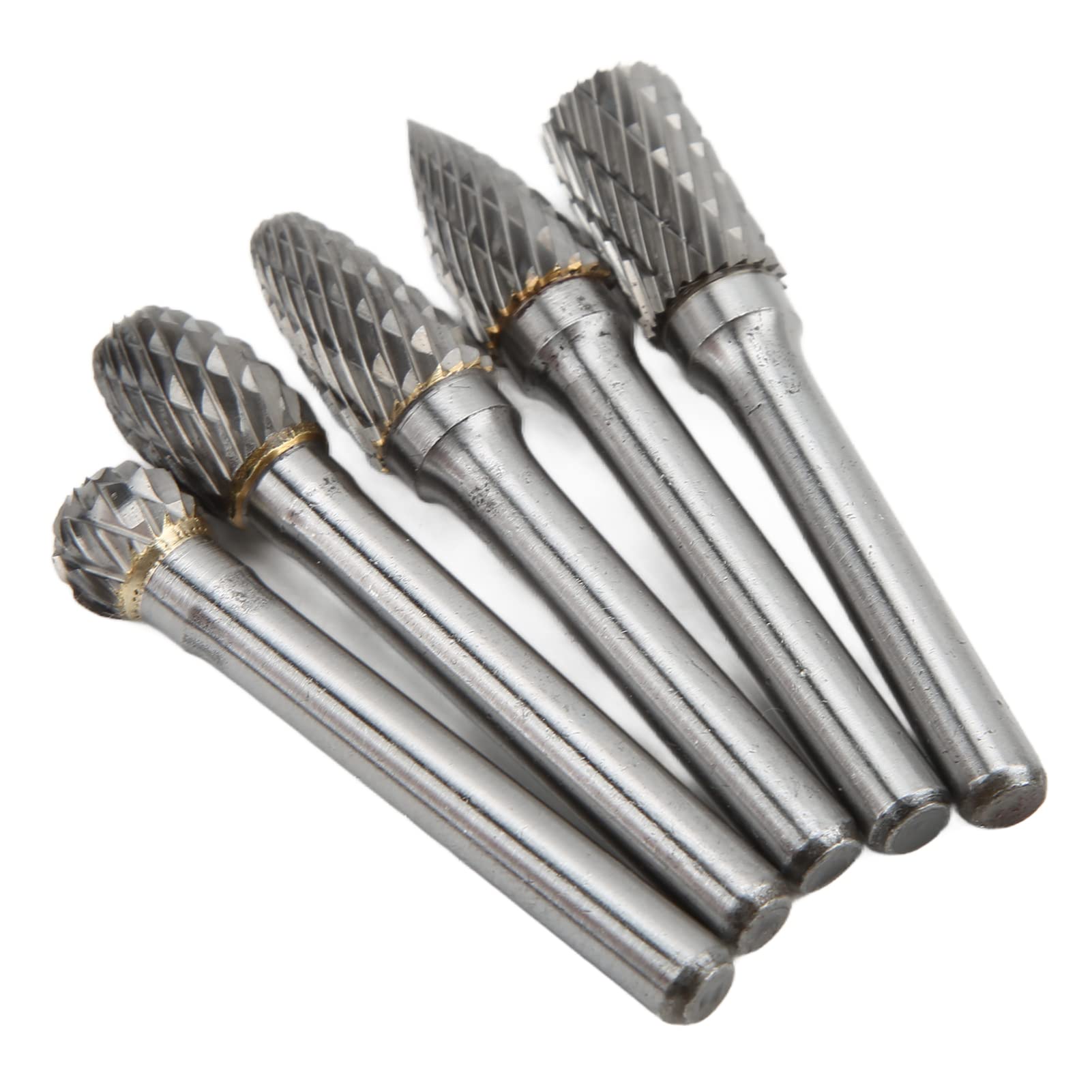 Juego de 5 Fresas Rotativas de Carburo de Tungsteno 6x10mm Doble Corte para Grabado Mecánica Automóvil Aviación y Barcos