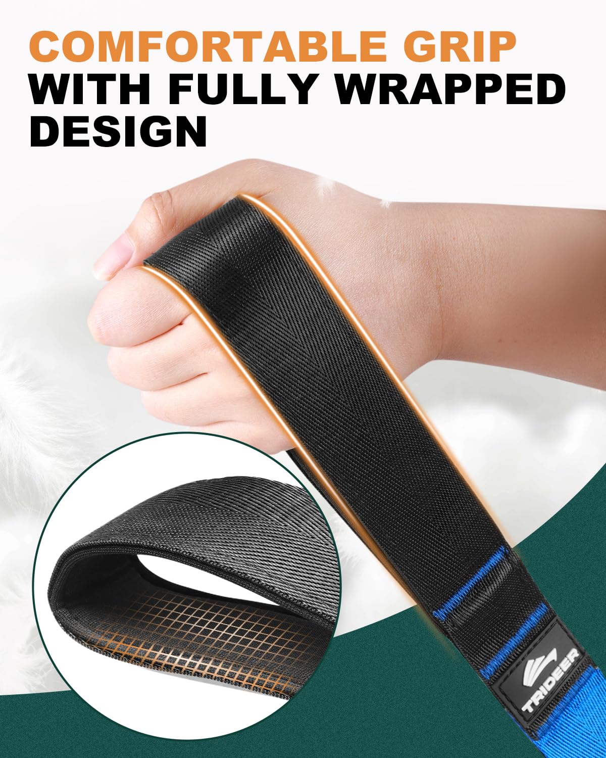 Trideer Stretching Strap for Physical Therapy, Non-Elastic Yoga Strap with 10 Loops, Durable Nylon Stretch Bands for Exercise, Pilates, Gymnastics, Leg Stretcher with Guidance