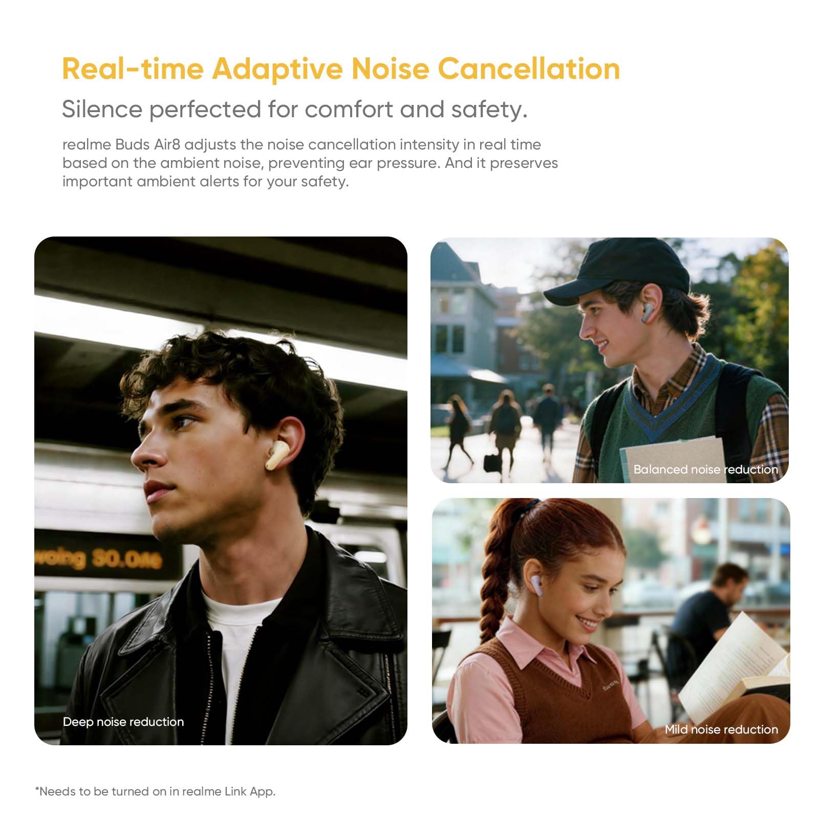 realme Buds Air 8 Auricolari Bluetooth 55dB ANC Adattivo e 58h Autonomia, Cuffie Wireless con 11+6 mm Driver, Ear-by AI Assistente e AI Traduttore, Suono Hi-Res LHDC 5.0, 45ms Bassa Latenza, IP55