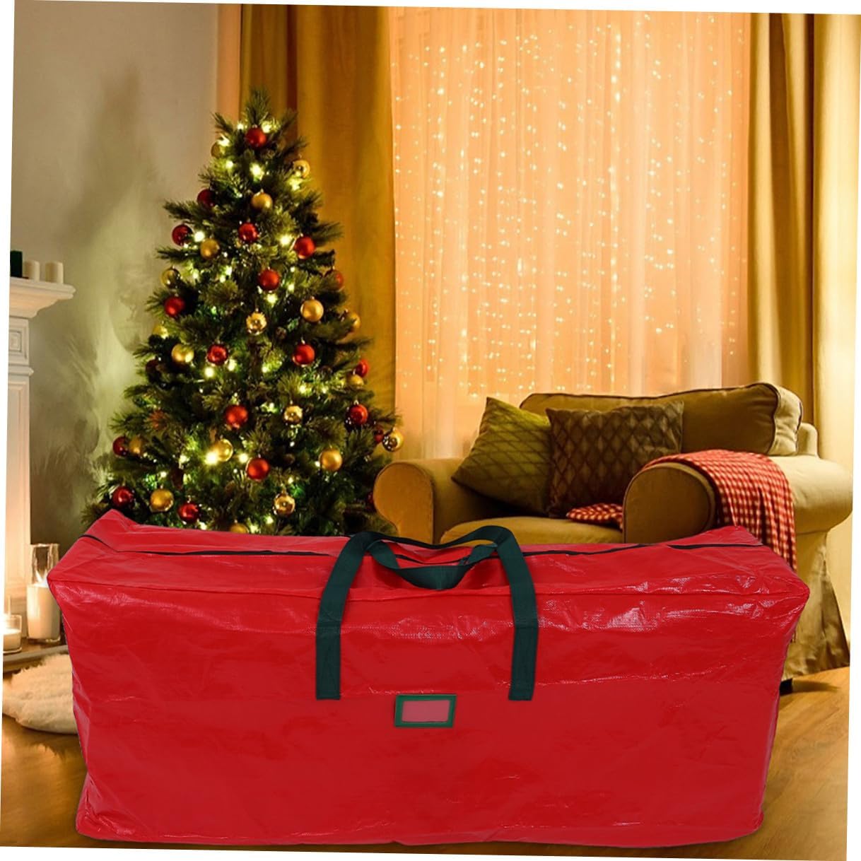 Red Waterproof Christmas Tree Bag with Handles Large Storage Pouch