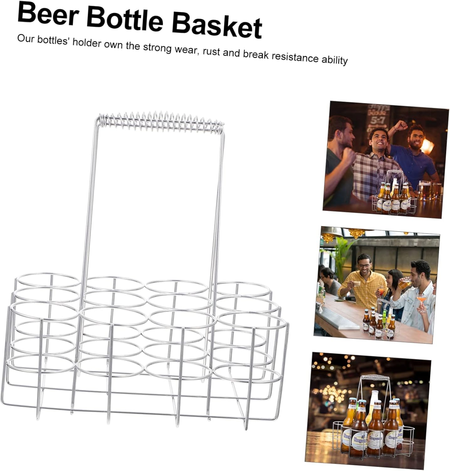 1pc Beer Bottle Rack Carrier Sturdy Holder for Bottles Non-Skid Handle Convenient Storage for Parties Bbqs and Outdoor Events