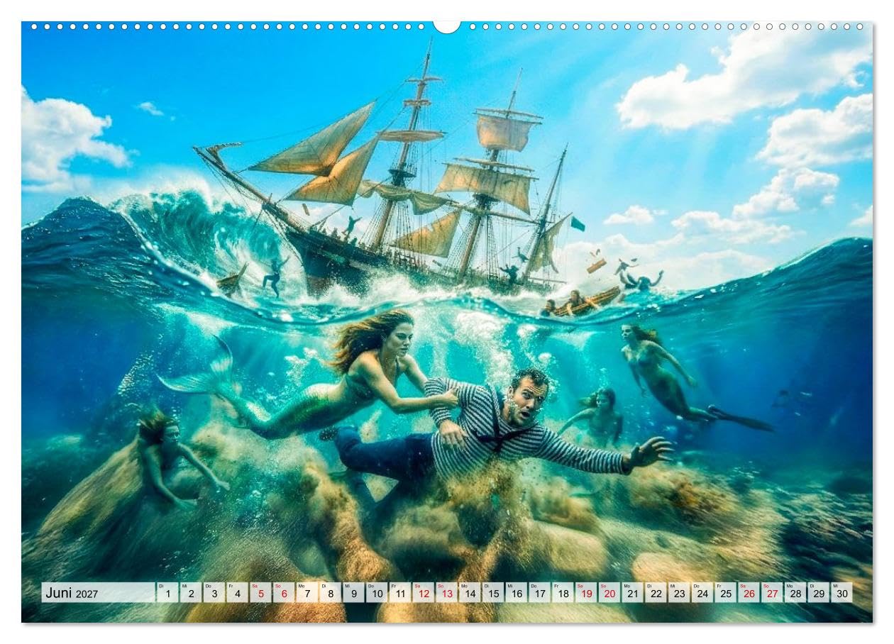 Sirenen - die unheimliche Verlockung (hochwertiger Premium Wandkalender 2027 DIN A2 quer), Kunstdruck in Hochglanz: Tauche ein in eine magische ... jeden Monat des Jahres. (CALVENDO Menschen) | DIN A2 Querformat · Premium-Wandkalender · Tauche ein in eine