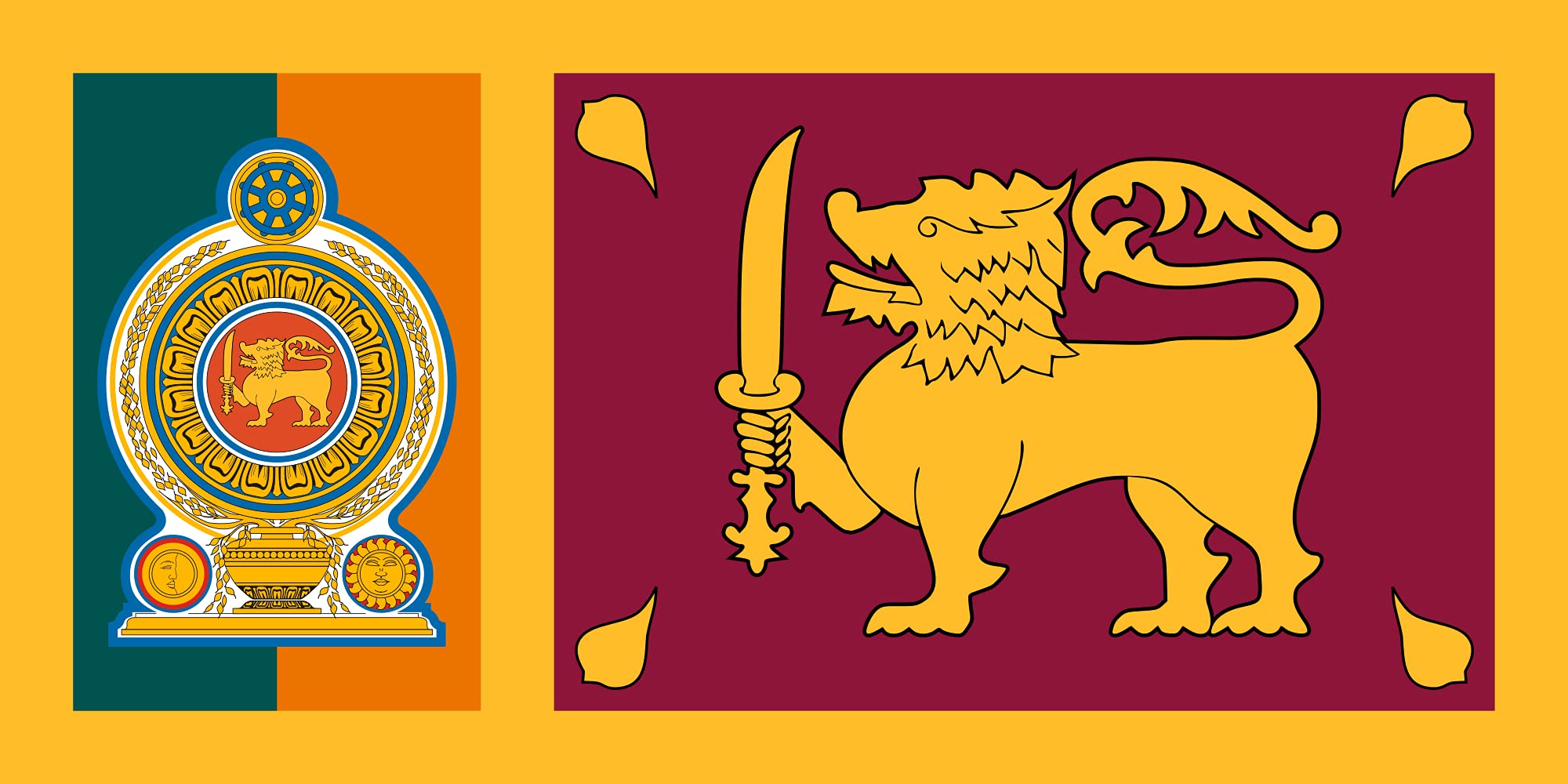 Drapeau XL Sri Lankan Army grand format paysage de 2.16m²