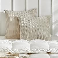 Vista 32 de WARMDERN Juego de 2 fundas de almohada beige tamaño Queen estándar, fundas de almohada de microfibra suave, estilo bohemio texturizadas con cierre