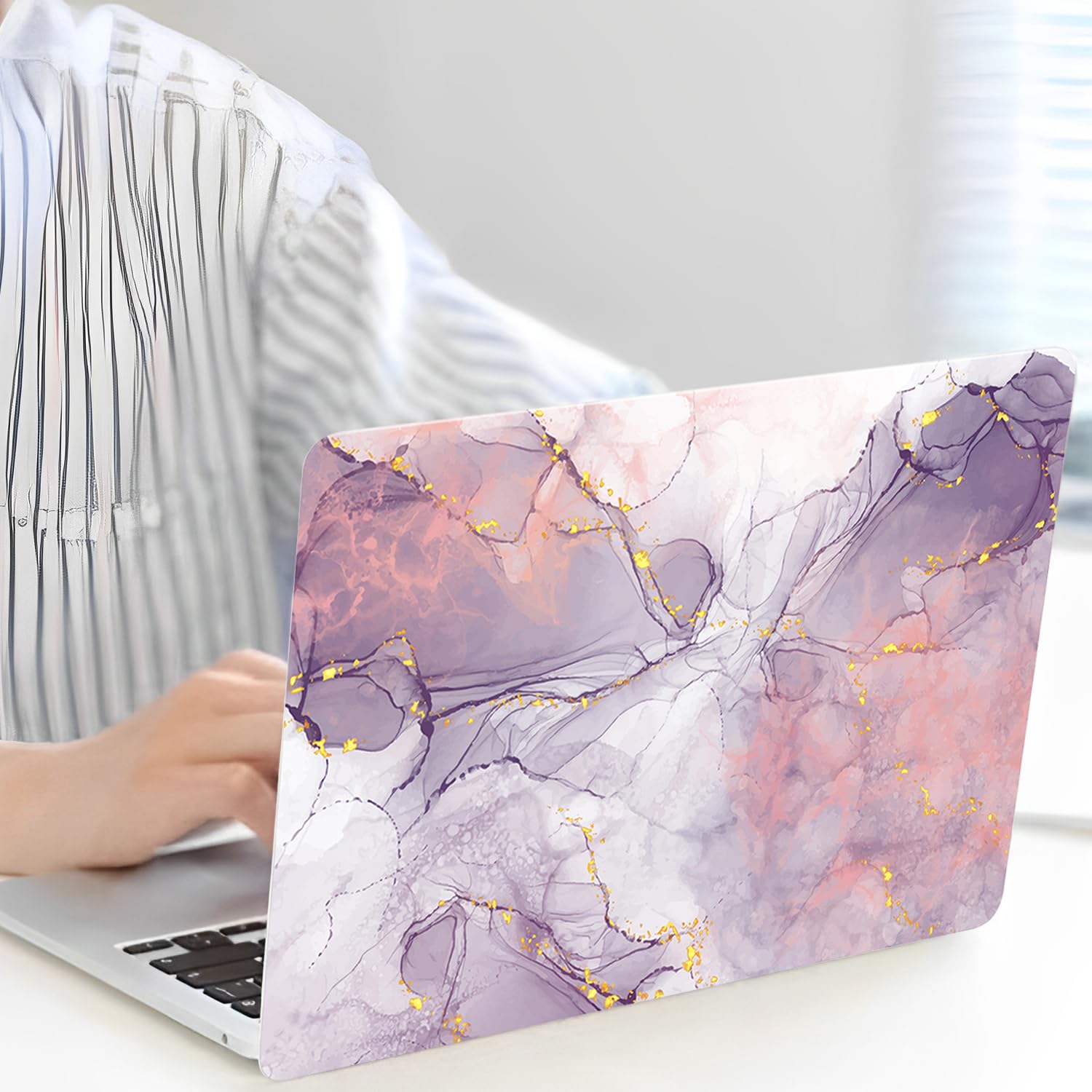 Custodia Compatibile con Macbook Pro 13 pollici 2015 2014 2013 2012 con display Retina A1425 A1502, Case Rigida Protettivo Plastica Copertina & Tastiera Cover, Marmo viola