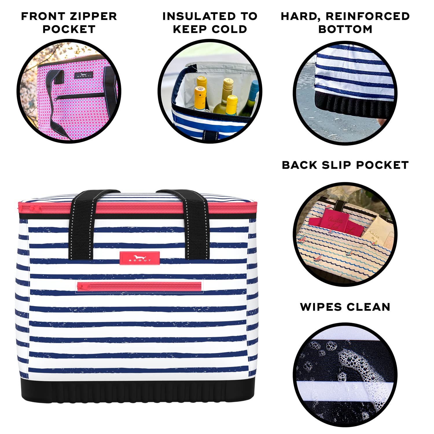 SCOUT The Stiff One - Large, Soft, Lightweight, Insulated Cooler with Hard Bottom, Beach, Family, Travel, Picnic Cooler