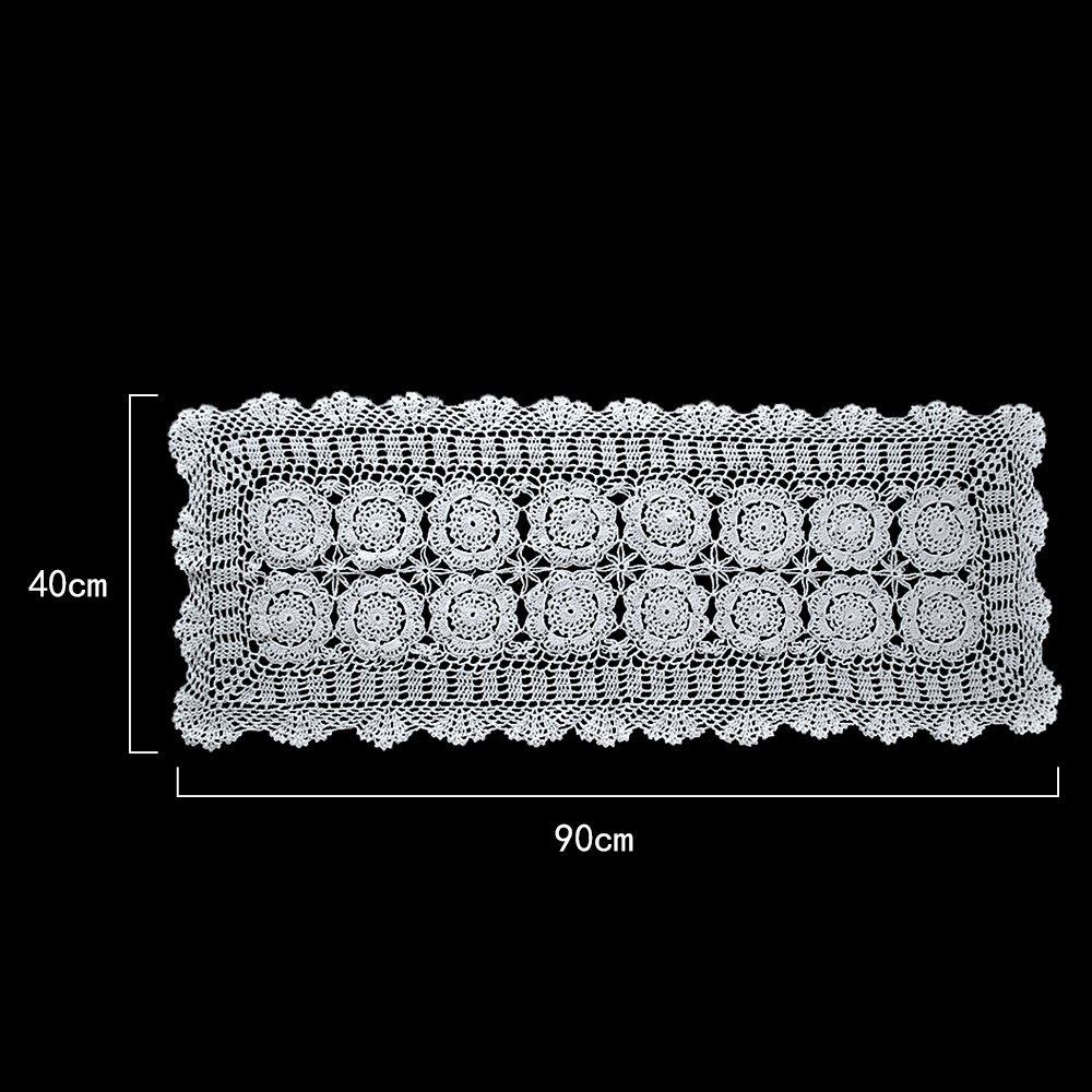 Chemin De Table Au Crochet Fait Main - Blanc, Coton, 38/60 Cm