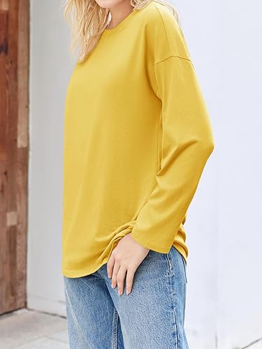 Miniatura 3 de Fisoew - Camisetas de manga larga y tamaño grande para mujer, estilo túnica holgada, cuello redondo, blusa suave