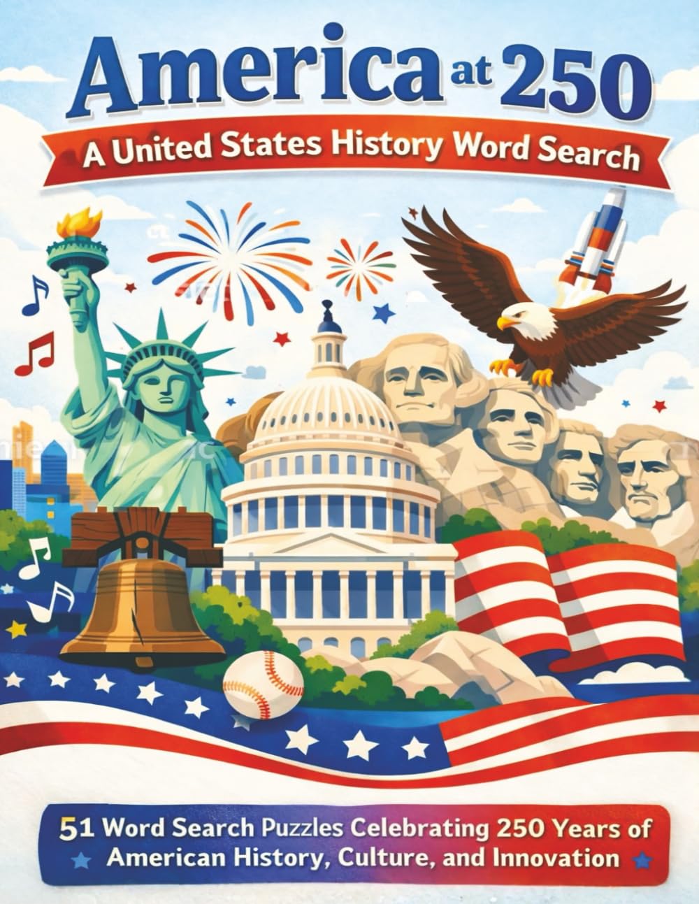 America at 250: A United States History Word Search: 51 Word Search Puzzles Celebrating 250 Years of American History, Culture, and Innovation