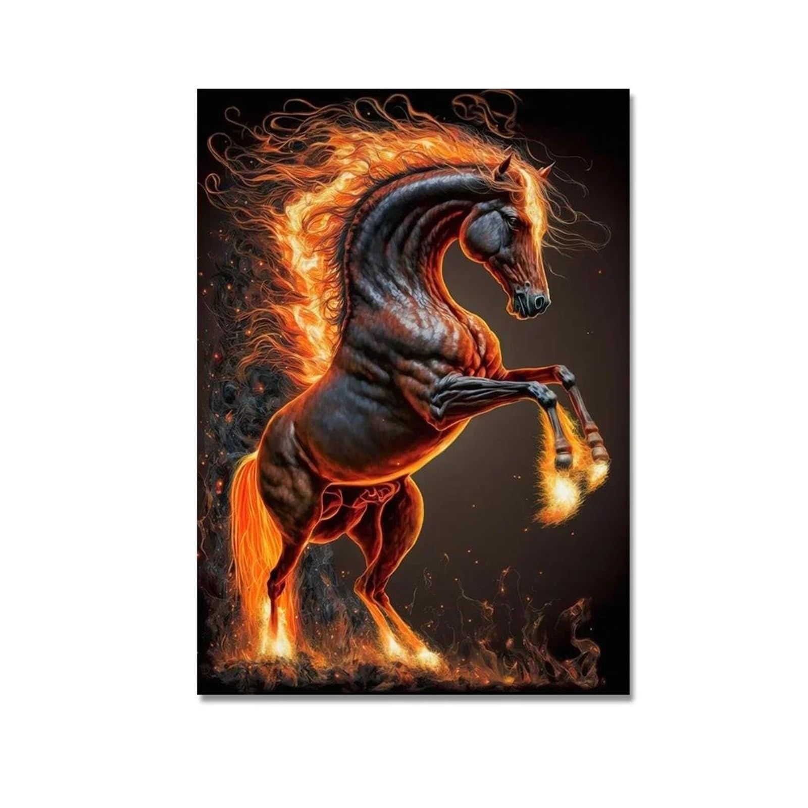 Byambd A Esthetic Pictures Bstract Running Horse With Fire Esthetic Posters Prints Wall Rt Canvas Painting Pictures Living Room Home Decor(,30X40cm)