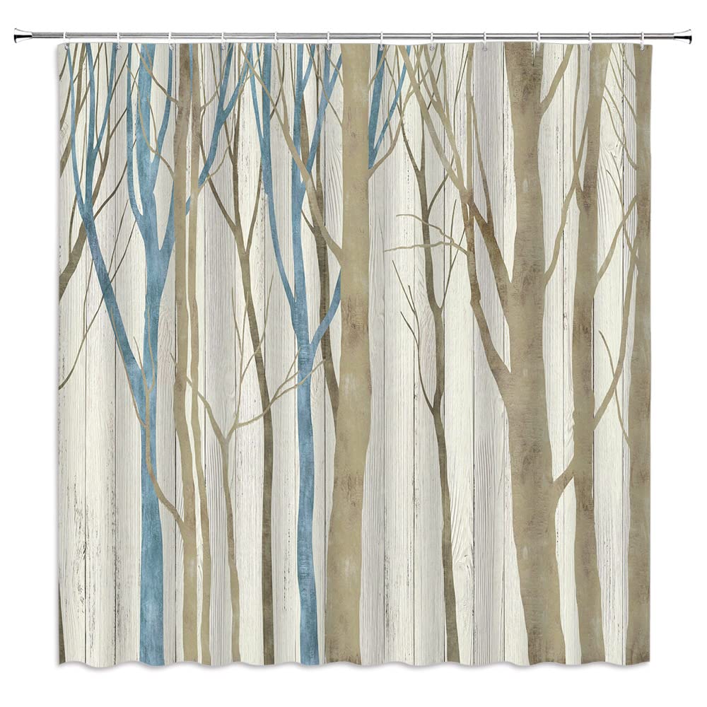 Pinroote Cortina De Ducha De Color Verde Azulado, Beige Y Marrón, Cortinas De Ducha Para Baño/bañera, Pintura Al óleo Moderna A Rayas, Arte Abstracto A Rayas, Juego De Cortina De Ducha