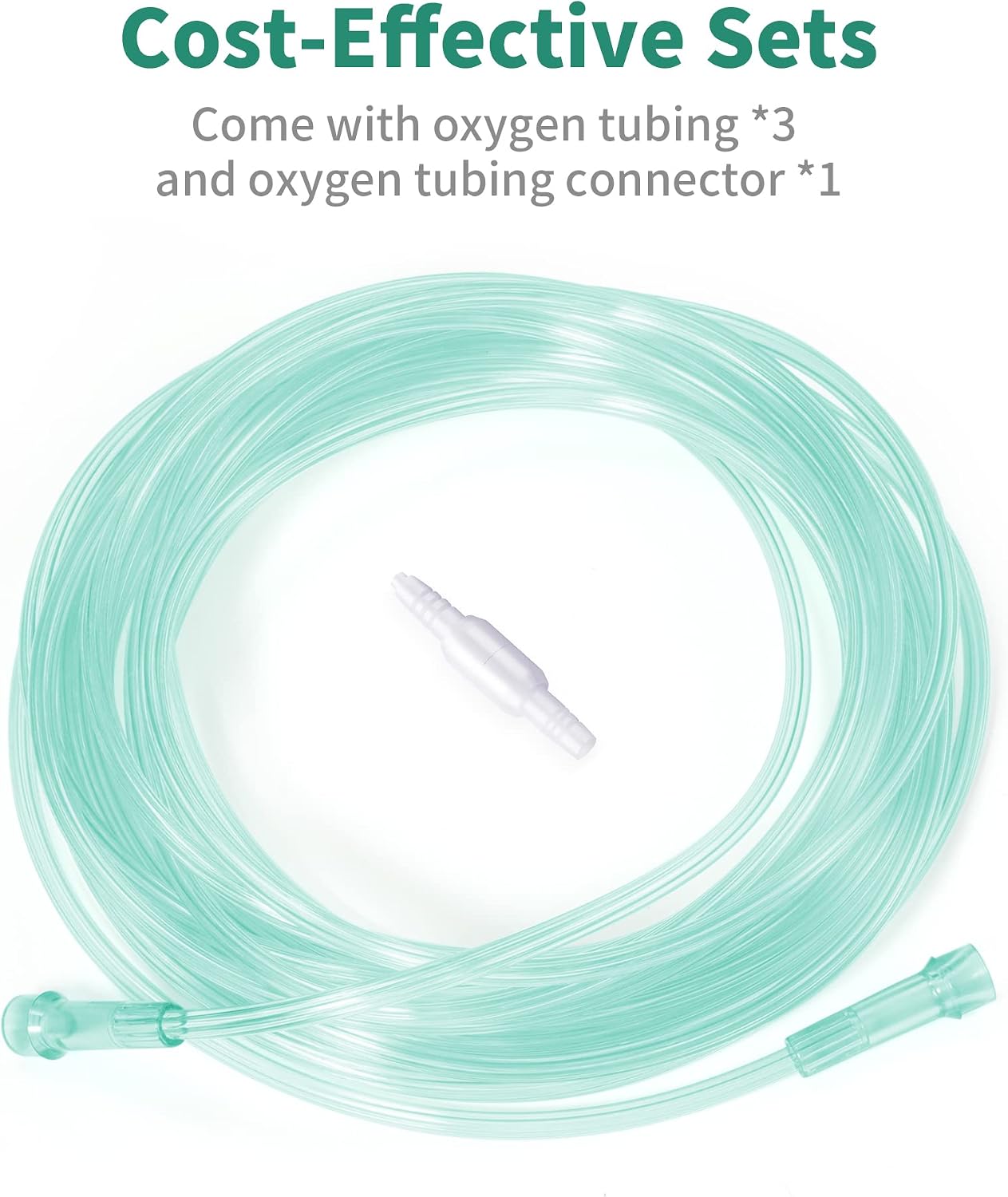 ANSNF 23ft High Flow Oxygen Tubing with Connector, 3 Pack Green