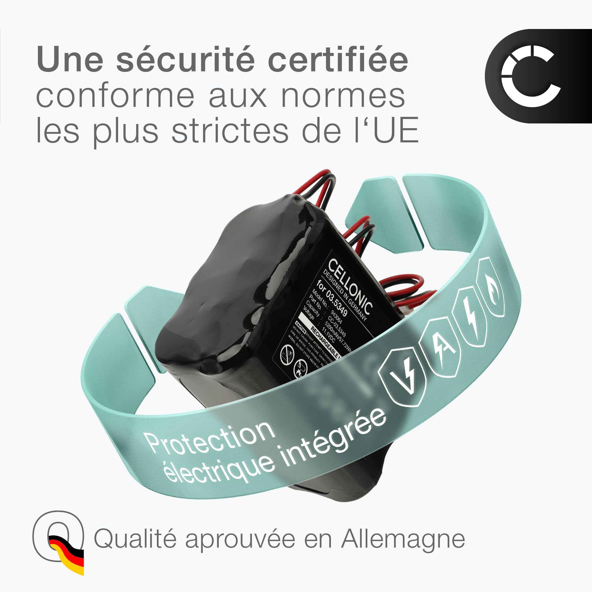 CELLONIC 1x Batterie pour Éclairage/Lampe de Poche Compatible avec SCANGRIP Nova 4K, Nova 3K, 03.5349 - (5200mAh, 11.1V)