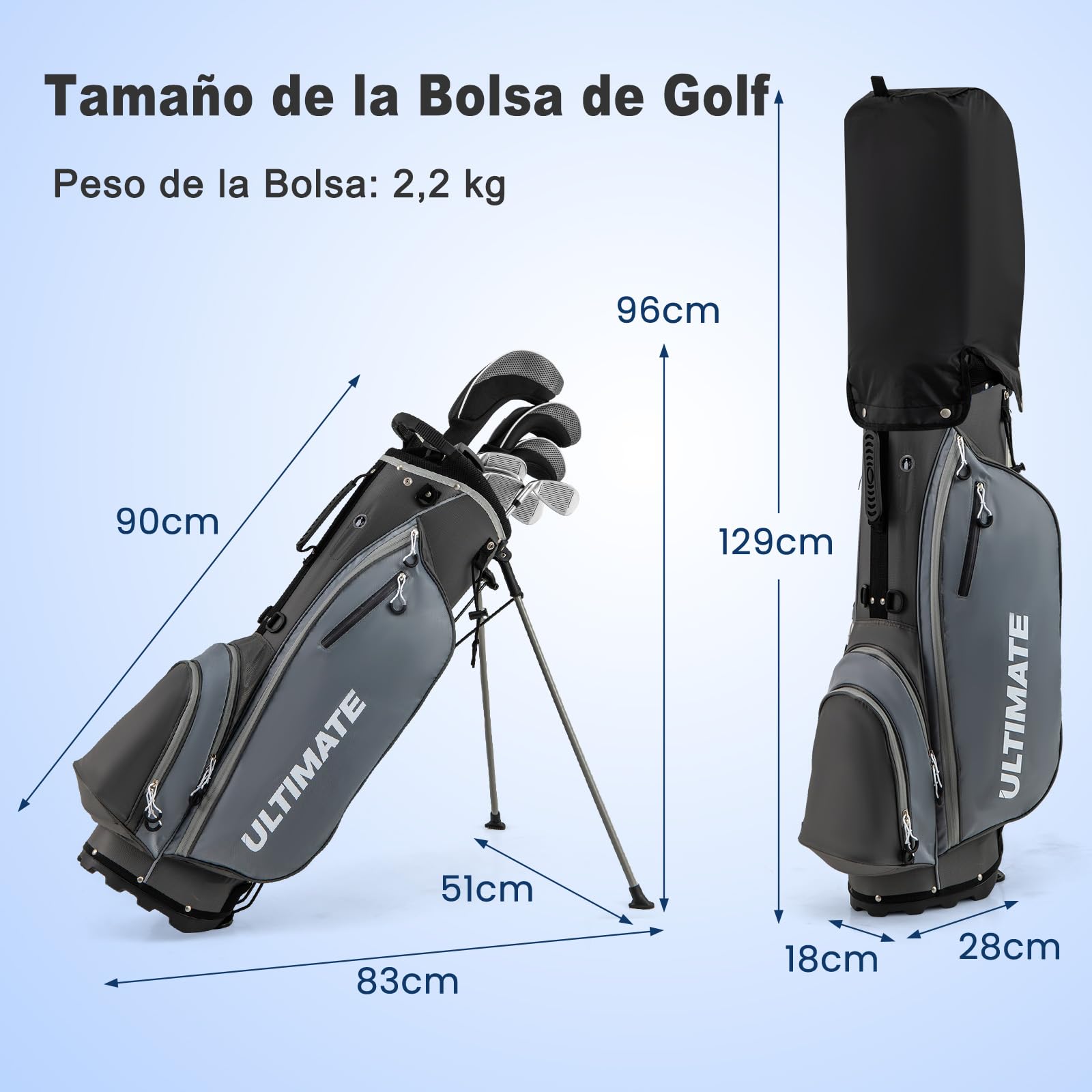 GOPLUS Juego Completo de Palos de Golf, Driver, Fairway, Hybrid y Bolsa, para Hombres y Adolescentes, Mano Derecha