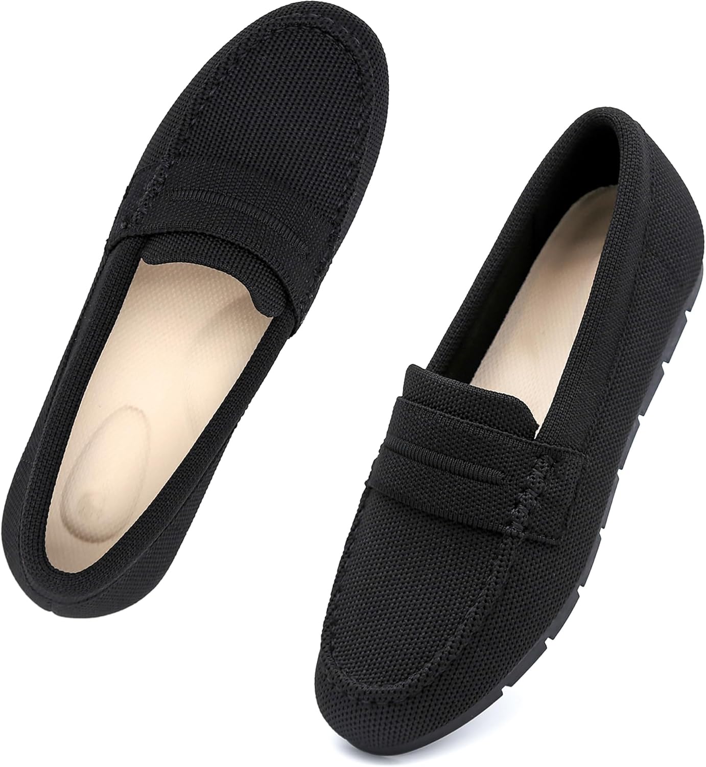 Loafers for Women Comfortable Slip On Working Shoes Womens Dressy Casual Work Flat Knit Shoes