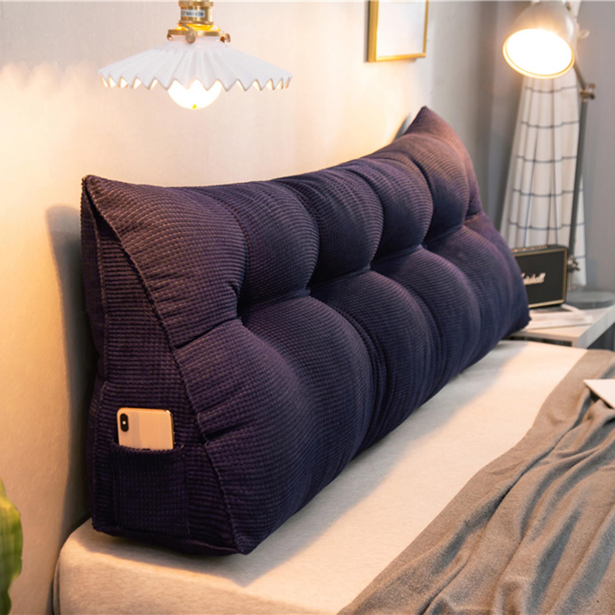 XIEMINLE Reading Backrest Cushion Triangular Headboard Cushion, King Size Wedge Pillows Backrest Support Cushion, Lumbar Bed Pillow for Bed Sofa Rest Book Reading,150 * 50 * 25cm,Blue2