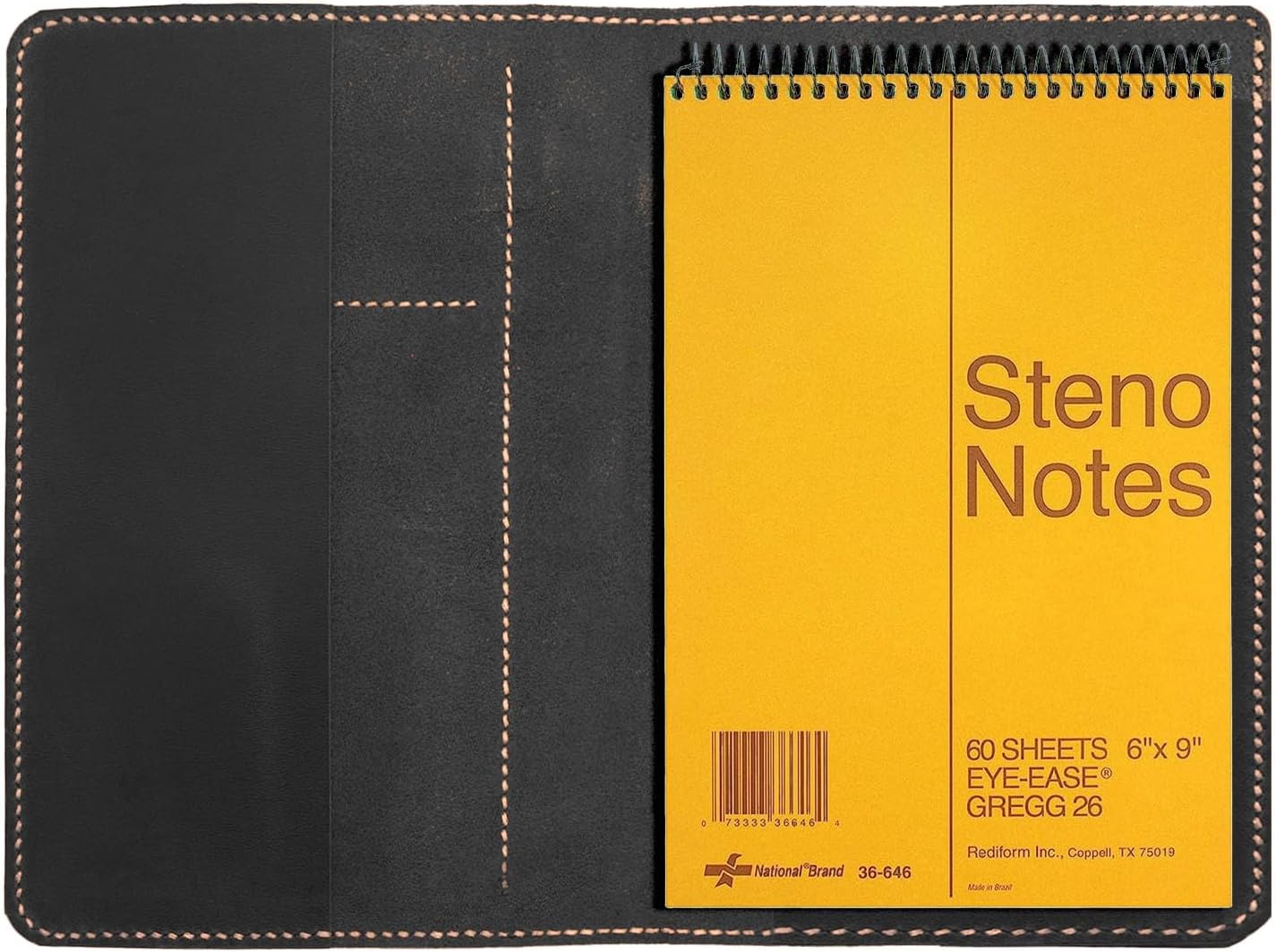 Personalized Leather Cover for Tops Steno Pad 6"x9", Handmade Leather Top Bound Spiral Notebook Cover, Folio Cover Compatible with 6"x8.8" Top Bound Notepad