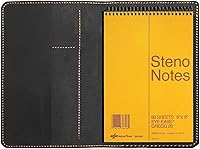 Vista 5 de Funda de cuero personalizada para bloc de notas Steno de 6"x9", cubierta de espiral de cuero hecha a mano, funda folio compatible con bloc de notas