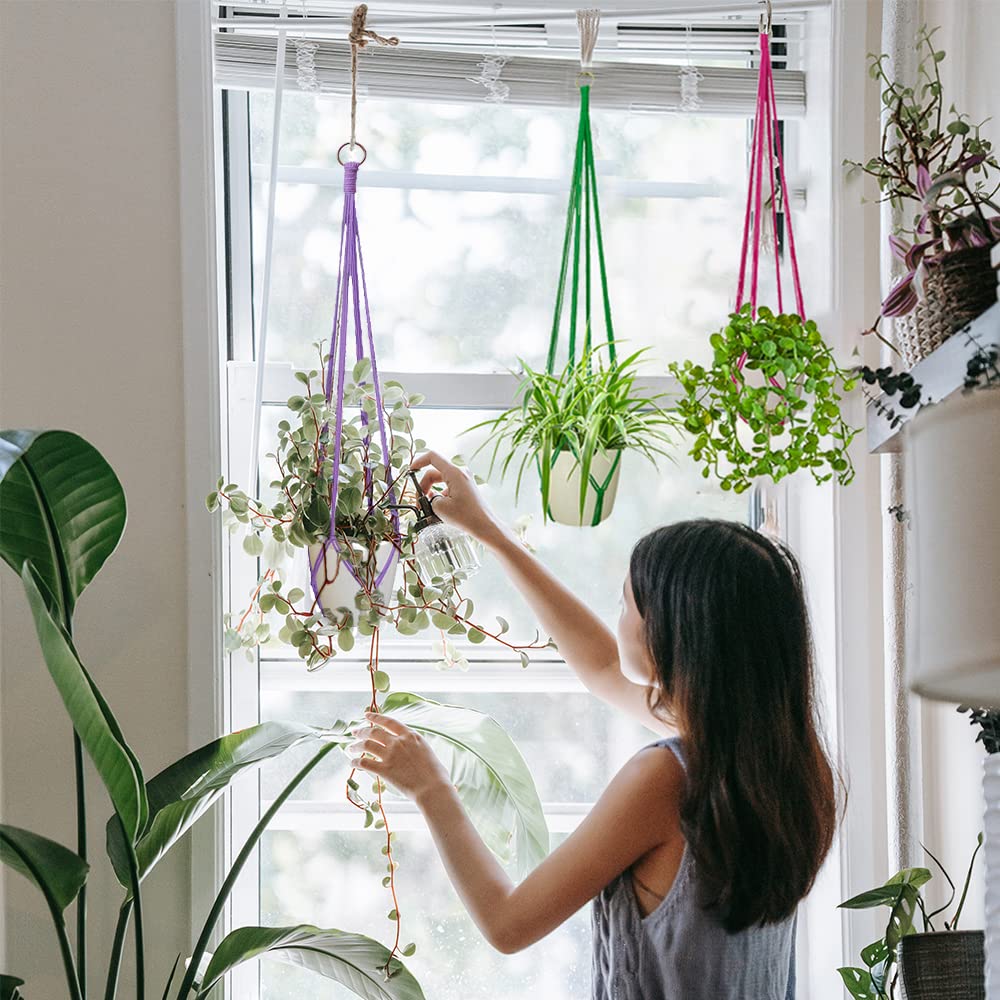 Amazon.com: HOWMAX Hanging Planters for Plants with 8 Hooks, Handmade  Colorful Cotton Rope Hanging Plant Holder Indoor & Outdoor Boho Room Decor  Hanging Ceiling Decor4 Pack. (4 Color) : Patio, Lawn & Garden
