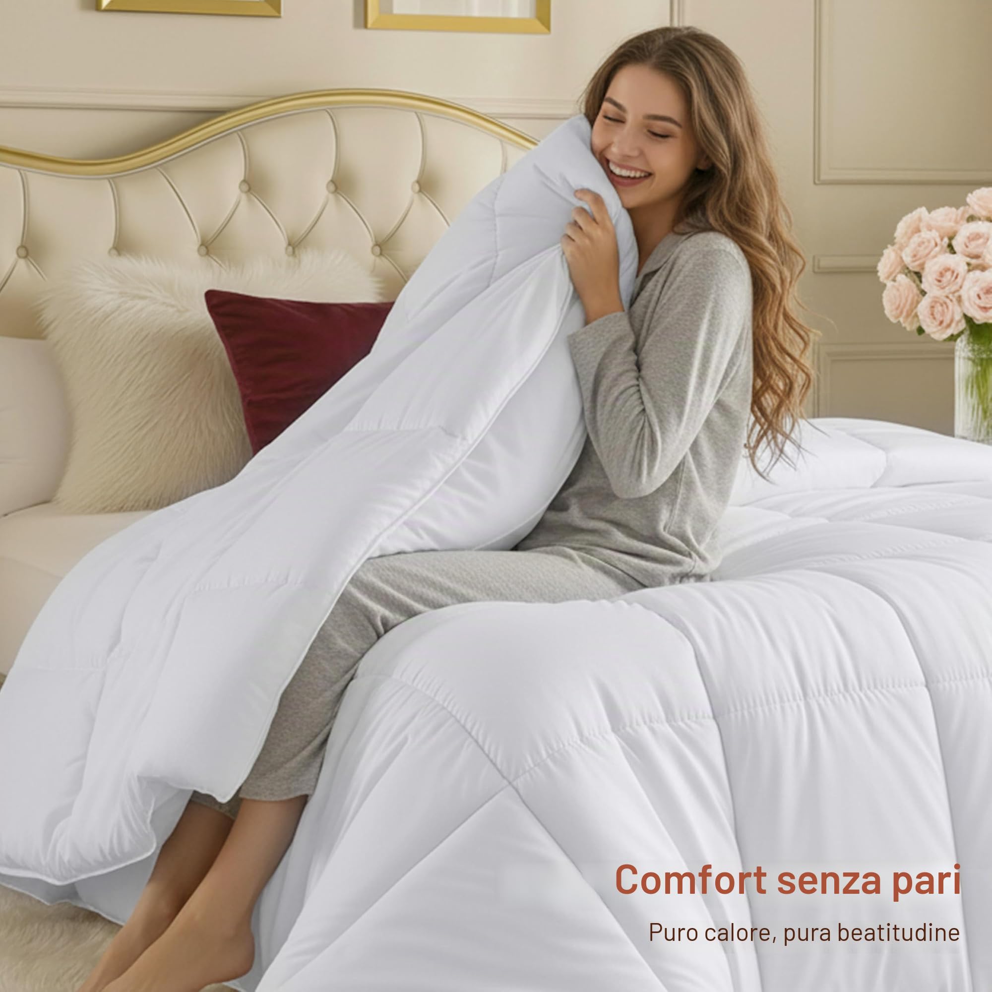 Utopia Bedding Piumino alternativo (bianco, Queen) - Piumino per tutte le stagioni - Inserto per piumino in fibra siliconata - Cuciture in scatola