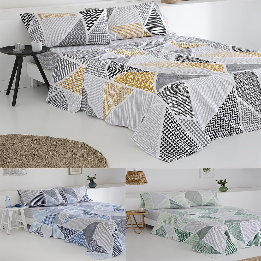 COTTON ARTean Zestaw pościeli Geka, 200 x 190/200 cm, 50% bawełna, 50% poliester, szary i kolor musztardowy