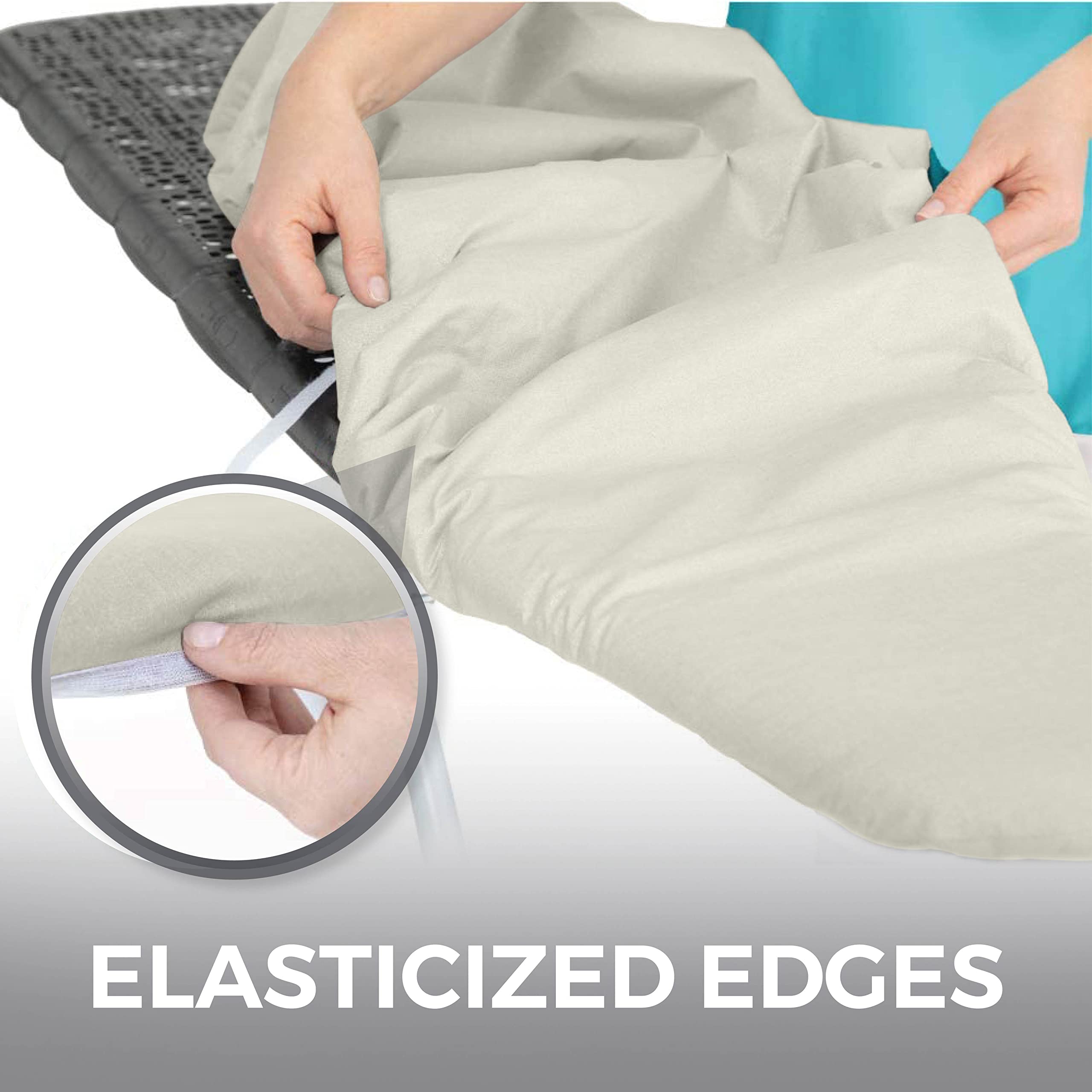 HOME GENIE Funda reflectante de silicona para tabla de planchar, 15 x 54, correas de velcro, se adapta a tablas grandes y estándar, almohadillas resistentes a quemaduras y manchas, borde elástico,