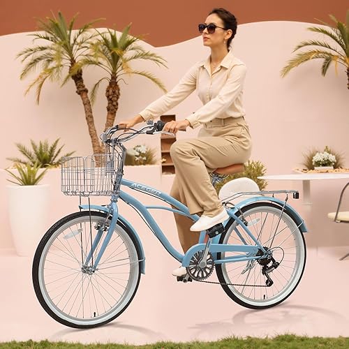 Miniatura 5 de ACEGER Bicicleta crucero de playa para niñas de 5 a 13 años, 16" 18" 20" 24" bicicleta de una sola velocidad para niños incluye freno contrapedal,