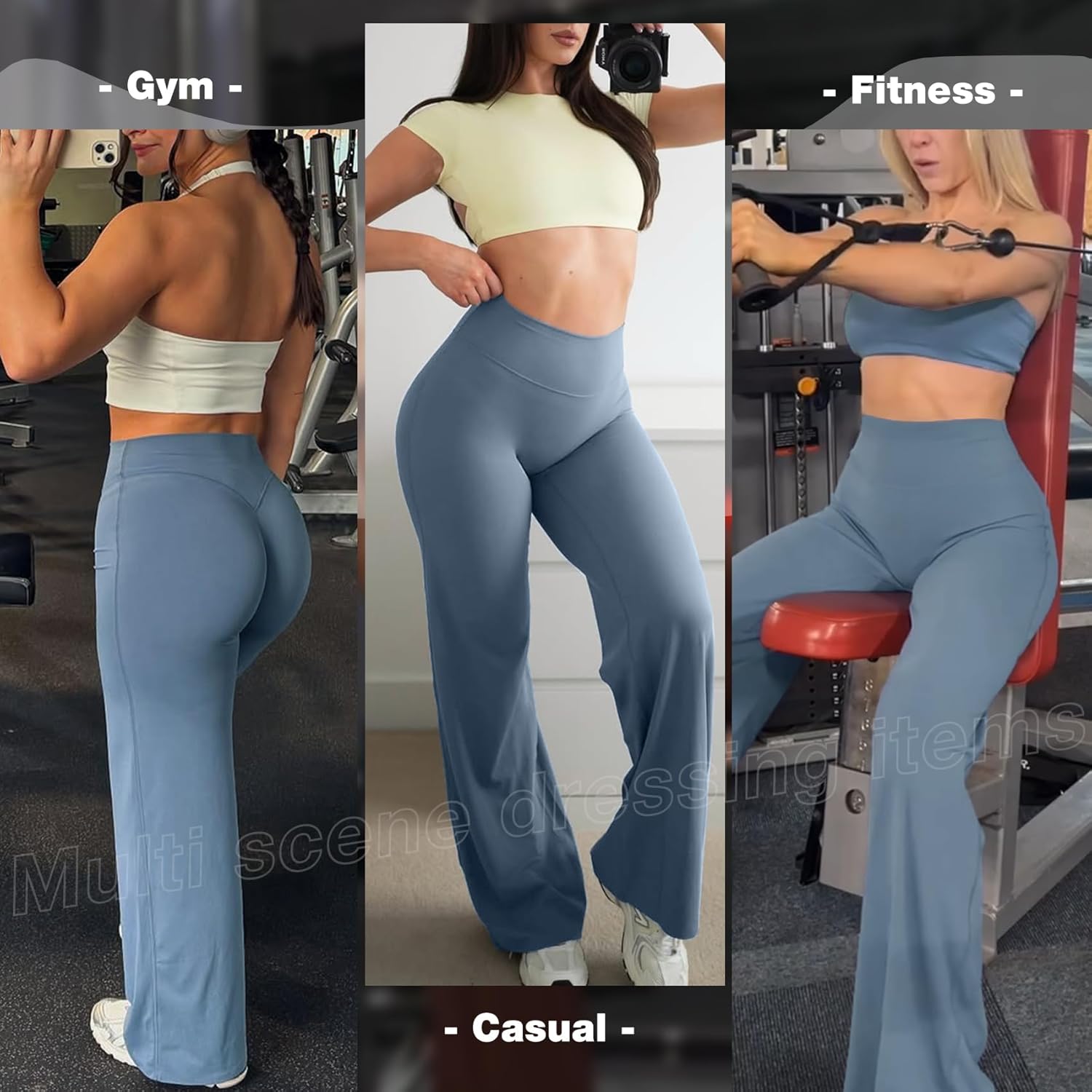 JGS1996 Wide Leg Yoga Pants Bottoms Straight Leg Leggings for Women High Waist Stretch Booty Casual Gym Workout Sweatpants - Image 2