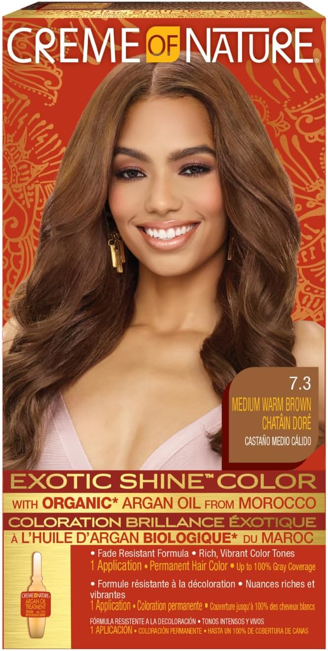 Exotic Shine Hair Color , 7.3 Medium Warm Brown, with Argan Oil from Morocco, 1 Application