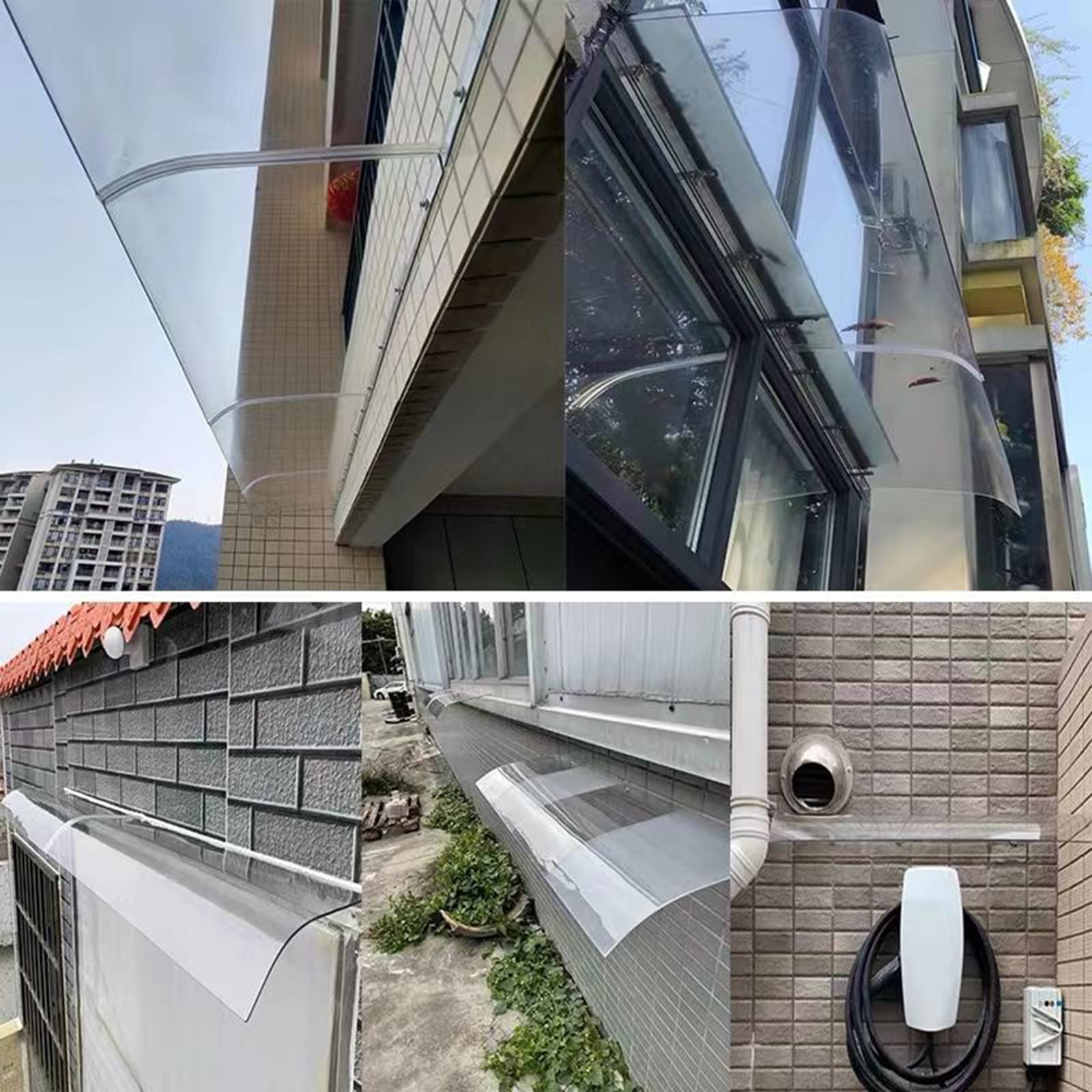 Invisible Door Canopy,Front Door Canopy Outdoor Awning,Silent Porch Canopy Awning,Entry Awning,UV Rain Snow Protection Sheet,Modern Polycarbonate Front Door Canopy (Size : 50 * 240cm/19.6 * 94.4in - View #11