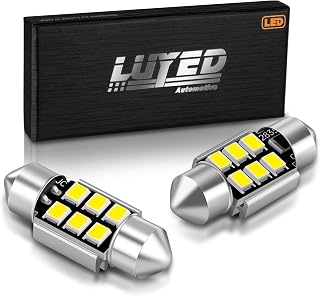 LUYED DE3175 LED Bulbs 31mm, 300% Brighter Xenon White 2835 6-Chip Error-Free Dome Map Lights for Cars - 2 Pack