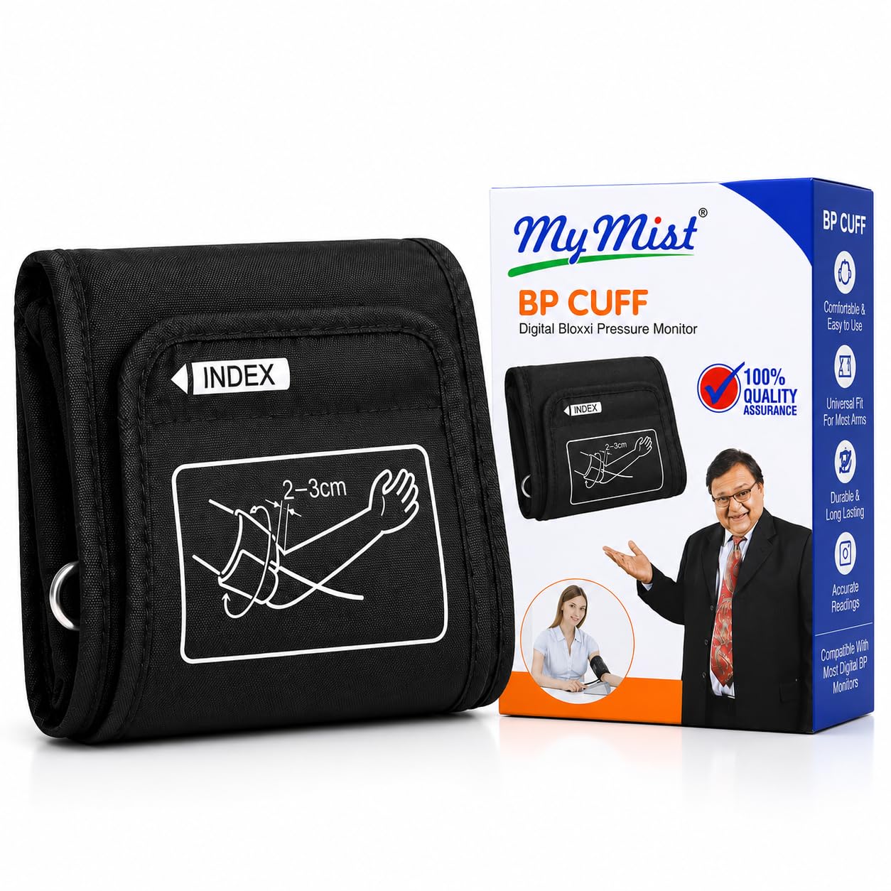universal digital bp monitor cuff large (22-42 cm), adjustable bp machine cuff replacement, soft & durable fabric, compatible with most digital blood pressure monitors (large)