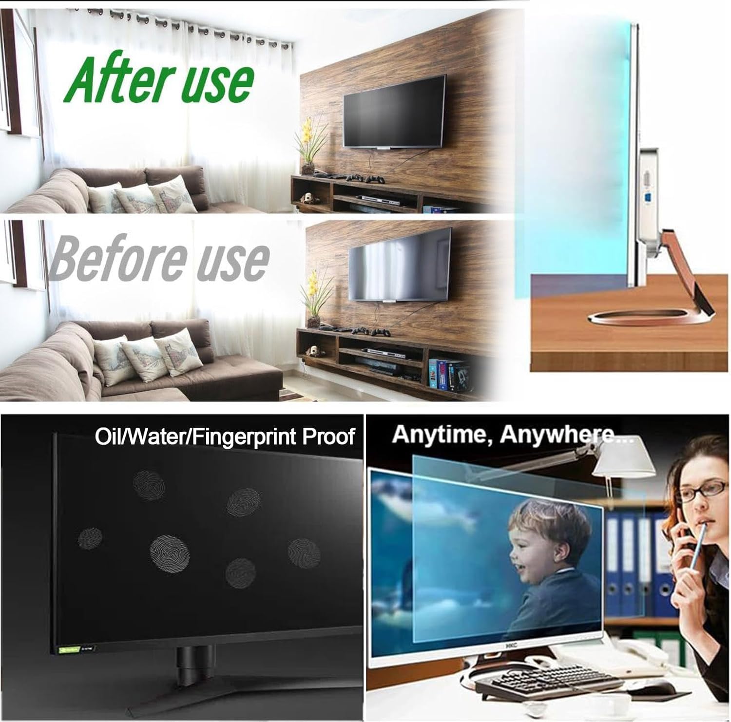 Generisch Matte Blendschutz TV-Displayschutzfolie, Anti-Reflex LCD-LED-Display-Schutzfolie Für Innen/Außen 32–75 Zoll TV-Monitor (50”(1095 * 616mm))
