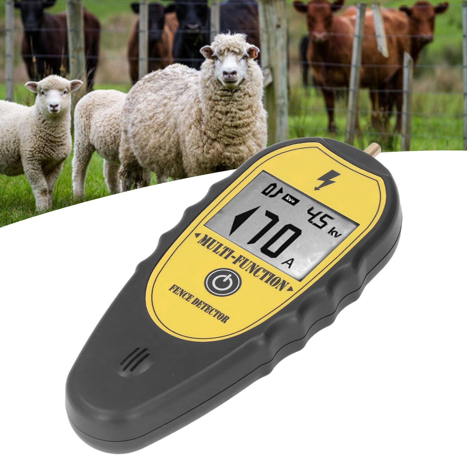 Tester per Recinzione Tester di Tensione per Recinzione Elettrica in Rame ABS da 200 a 15000 V Schermo LCD Localizzatore di Guasti Portatile per Allevamenti di Bestiame Manutenzione della di