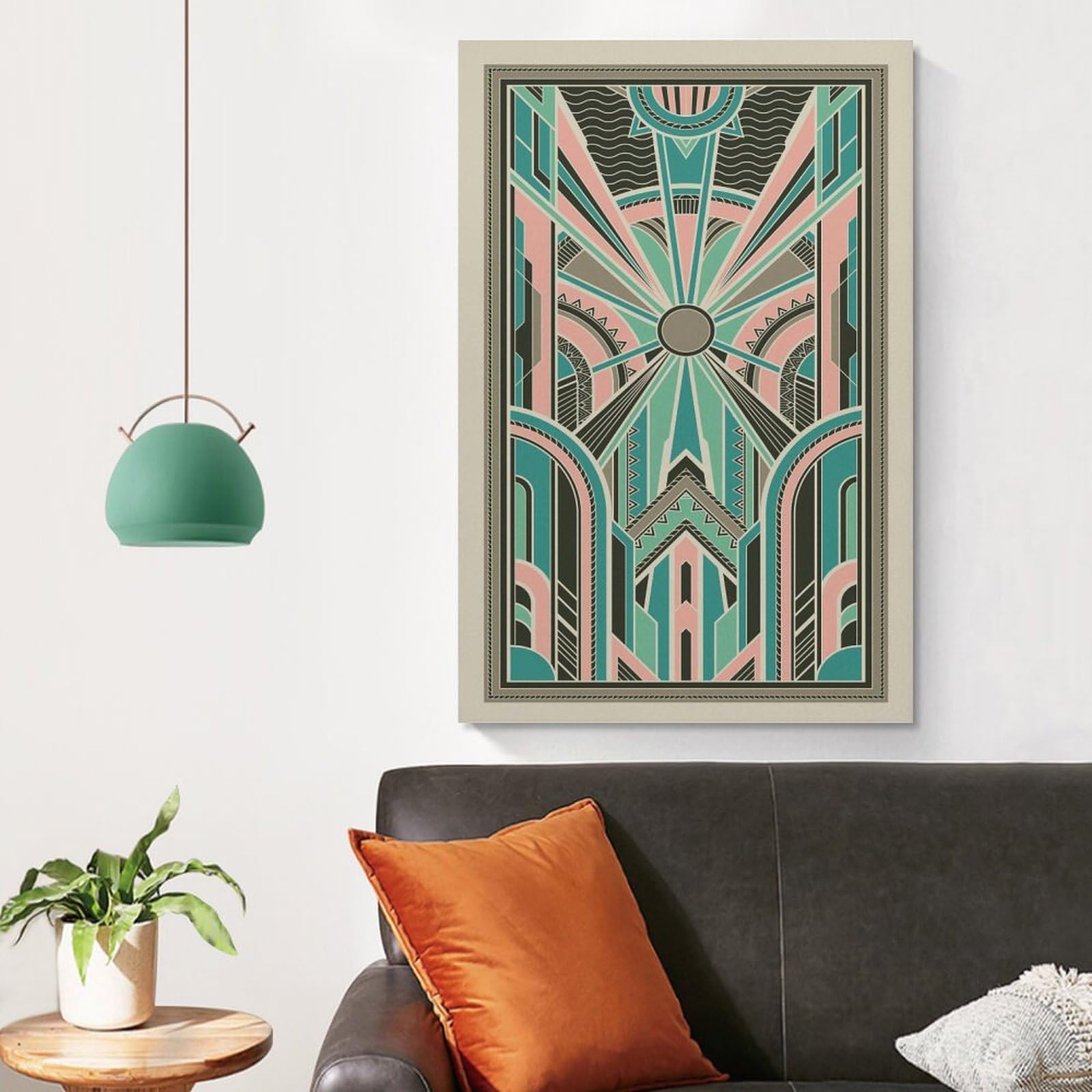 Art Deco Print,Pink Green Print,Pink Blue Art Deco, Deco, Pink