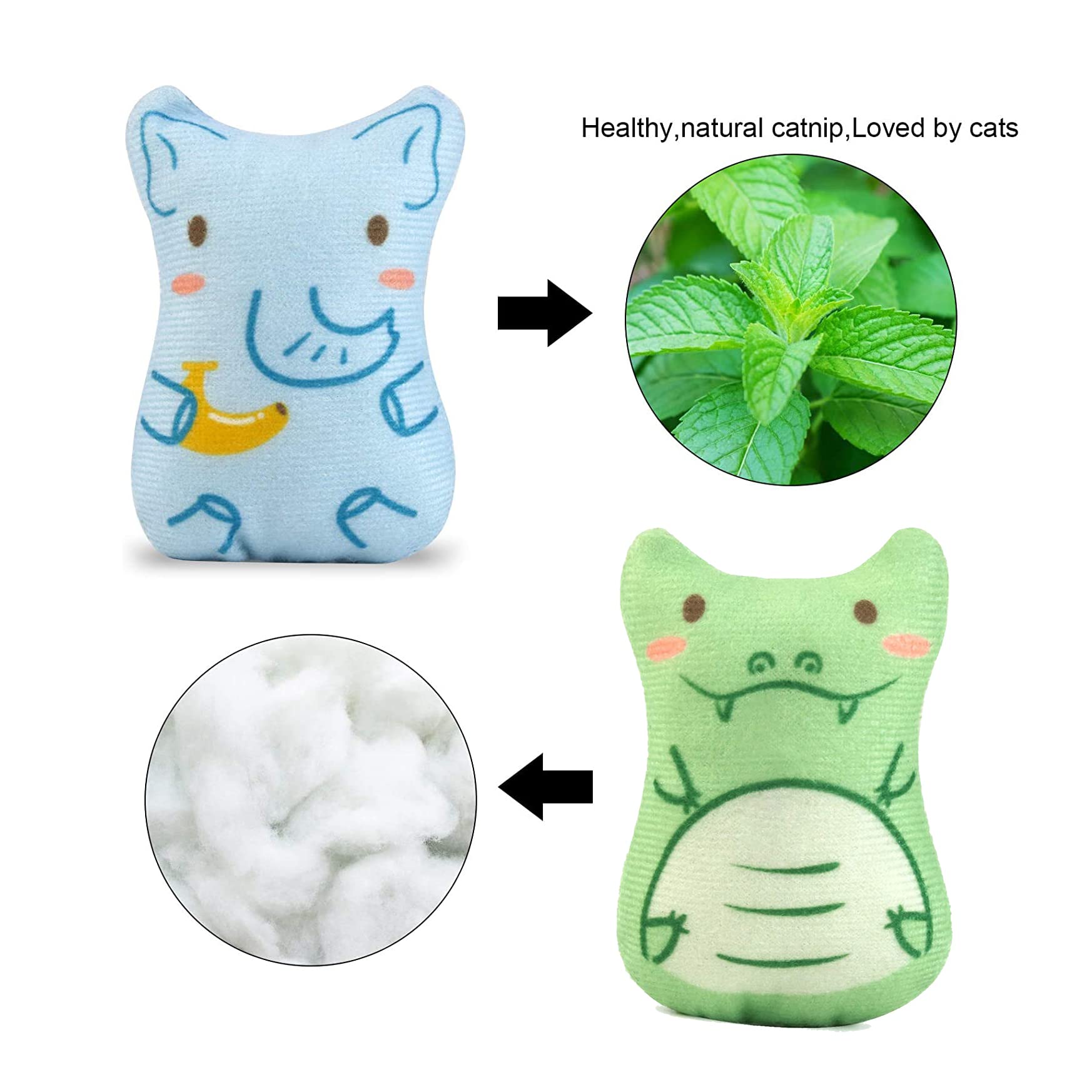 Giocattolo Erba Gatta 2 Pezzi – Peluche Bruco E Bastone Da Masticare In Fieno Naturale, Per Mordere, Pulire I Denti E Giocare (Verde)