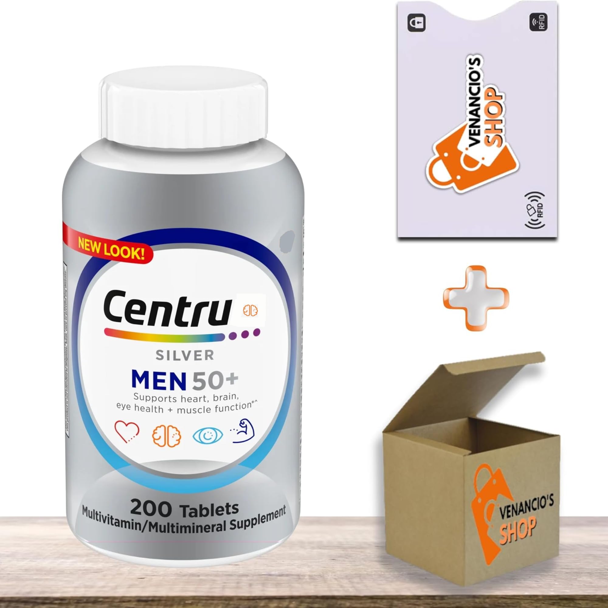 Centrum Silver Men 50 Plus, 200 Tablets – Complete Daily Multivitamin Supplement, for Men and Senior Adults – High Potency Vitamins & Minerals for Men's Health Over 50 (Pack of 1)