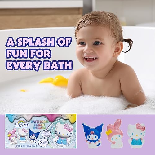 Miniatura 8 de Hello Kitty and Friends - Bombas de baño para niños, divertidos colores brillantes del arco iris, perfumadas a bayas para niños, a partir de 3 años