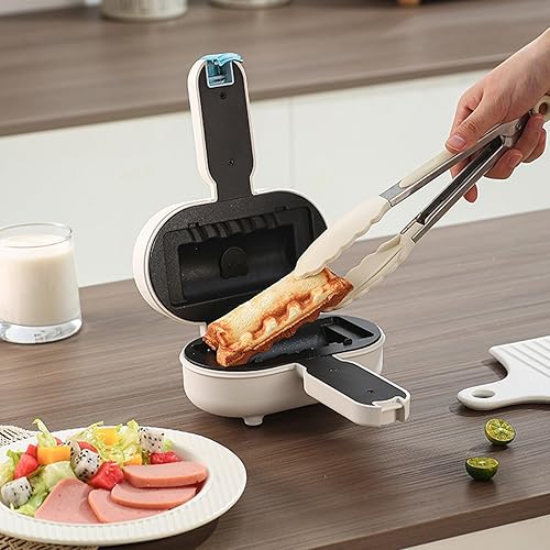 Miniatura 4 de Mini sandwichera - Parrilla eléctrica antiadherente portátil de 1200 W para cocinar queso a la parrilla y desayuno