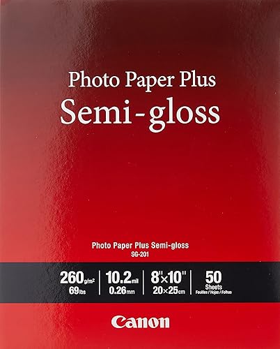 Canon SG-201 8X10(50) Photo Paper Plus Semi-Gloss 8" x 10" (50 Sheets) (SG-201 8X10) - 8 in x 10 in - 50 Sheets