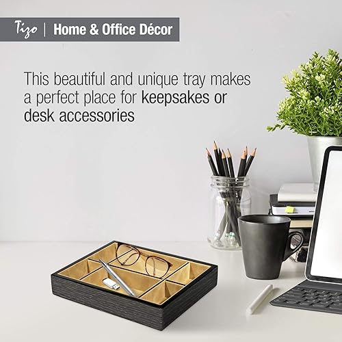 Miniatura 3 de Tizo Design Elegant - Bandeja organizadora de madera pulida, múltiples opciones disponibles, acabado de ébano de madera de tigre (10.5 x 8.5 x 2